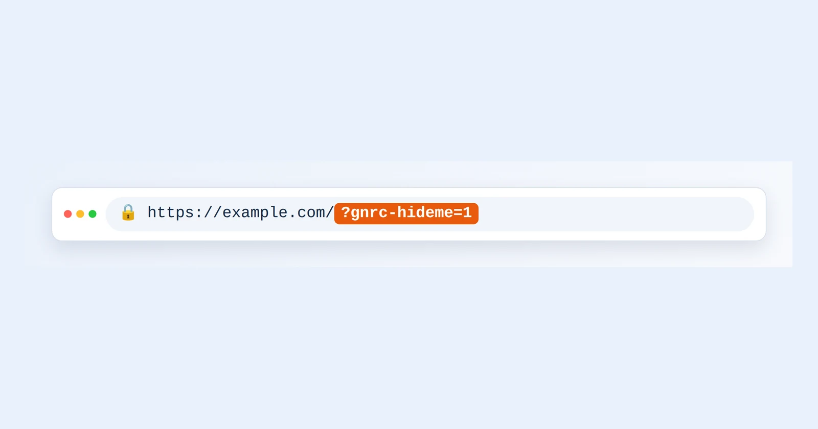 Pasek adresu przeglądarki z ?gnrc-hideme=1 dodanym na końcu adresu internetowego